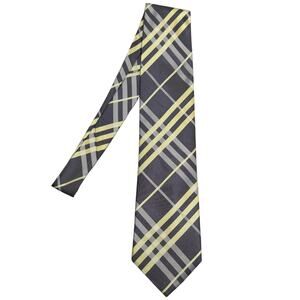 Paul Smith London Silk Tie Luxury Necktie Plaid Italy Gray Yellow Career Wide